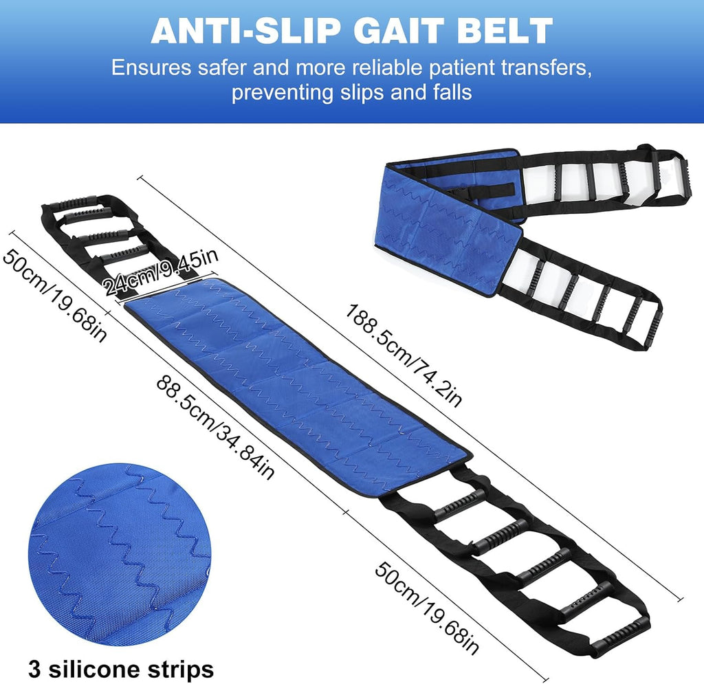 Transfer Sling, Gait Belt with 10 Padded Transfer Handles for Seniors