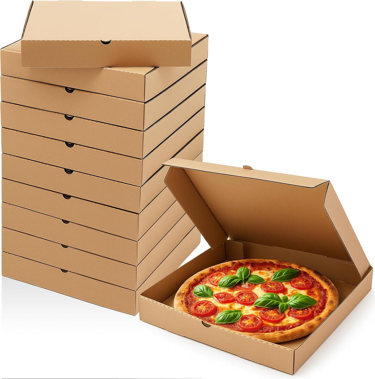 10 Pcs Corrugated Pizza Boxes 12 x 12 Inches, Brown