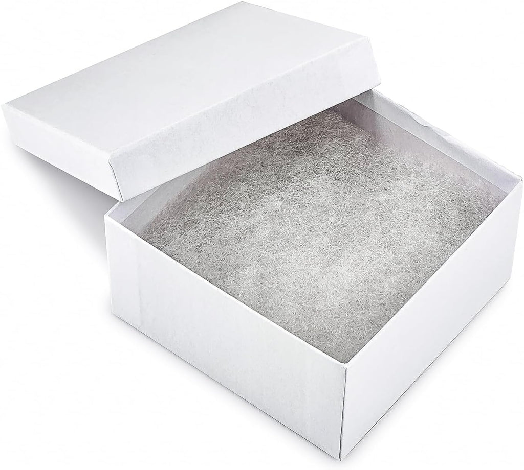 TheDisplayGuys 25 Cardboard Jewelry Gift Boxes with Inserts - Matte White
