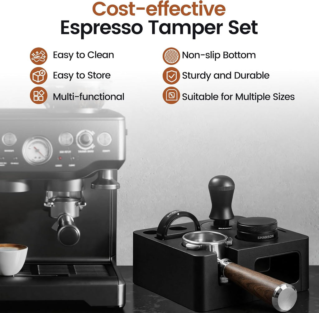 Espresso Accessories Kit with Station,54mm Compact Espresso Tamper Set,Espresso Tamper, Distributor, Bottomless