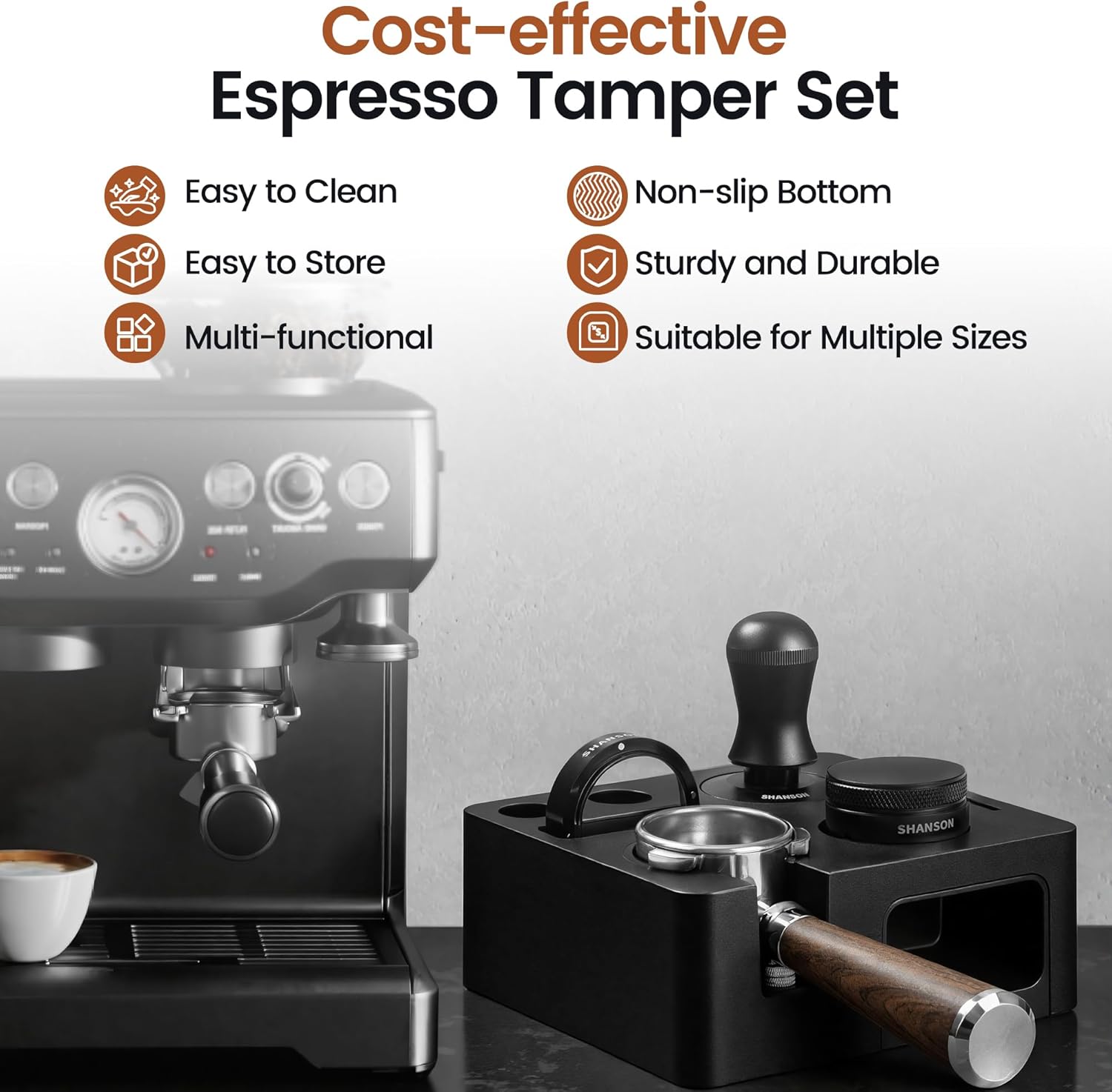 Espresso Accessories Kit with Station,54mm Compact Espresso Tamper Set,Espresso Tamper, Distributor, Bottomless