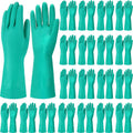 20 Pairs Chemical Resistant Gloves 15 Mil Nitrile Gloves,Large | Reusable Green Rubber Gloves for Cleaning, Resist