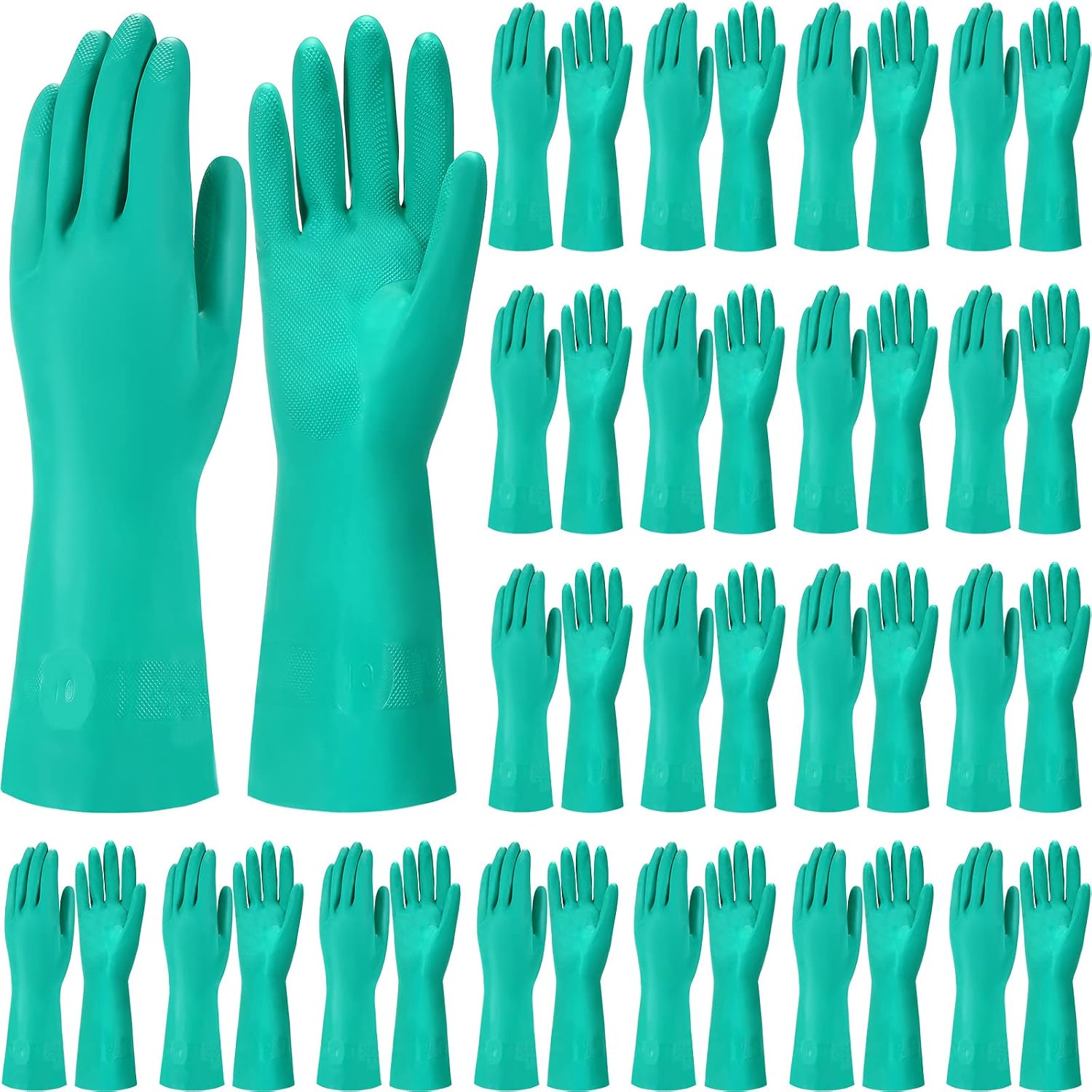 20 Pairs Chemical Resistant Gloves 15 Mil Nitrile Gloves,Large | Reusable Green Rubber Gloves for Cleaning, Resist