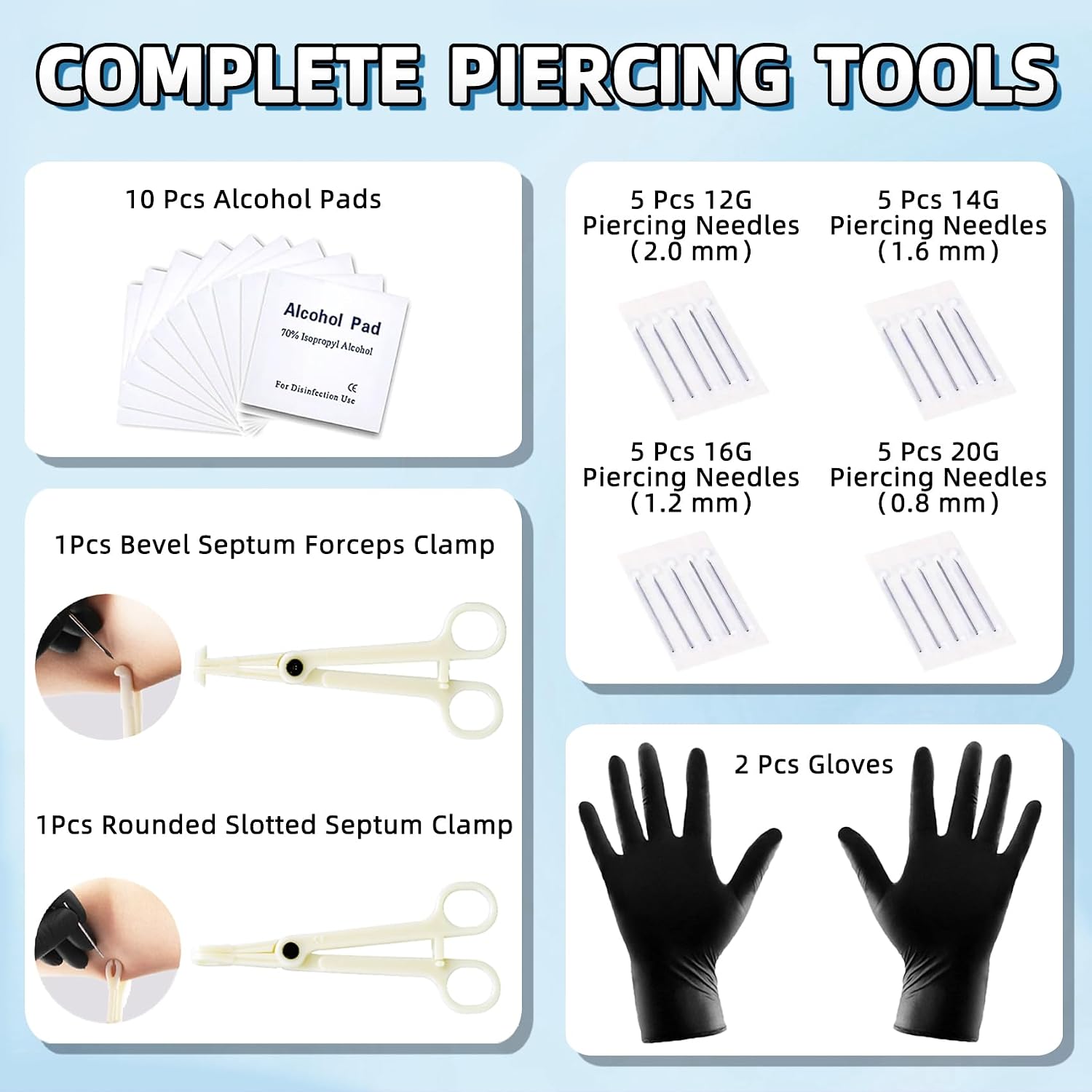 89 Pcs Body Piercing Kit for All Body Piercings Nose Piercing Stainless Steel Piercing Jewelry with 12G 14G 16G 20G