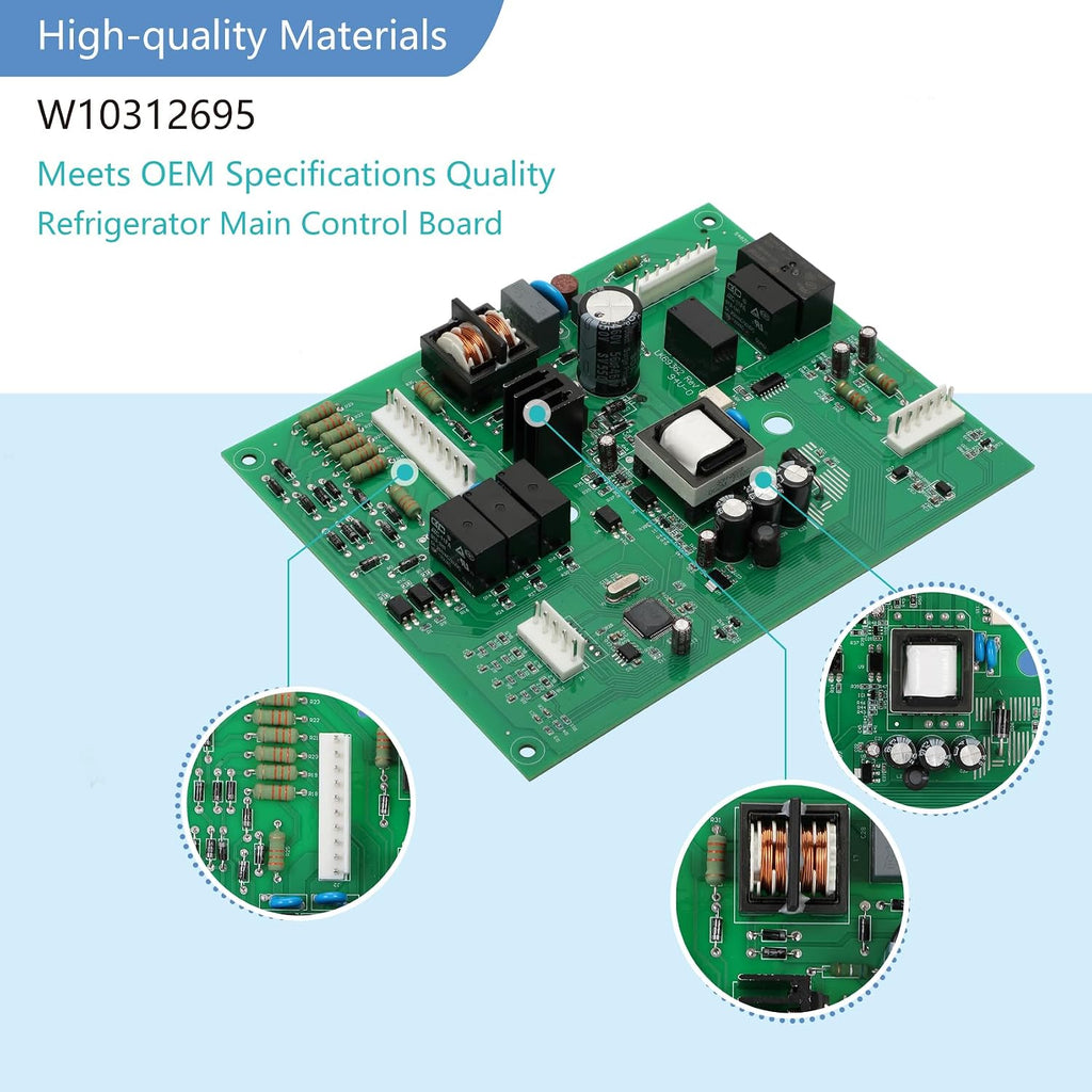 Upgraded W10312695B, WPW10312695, W10312695 Refrigerator Control Board