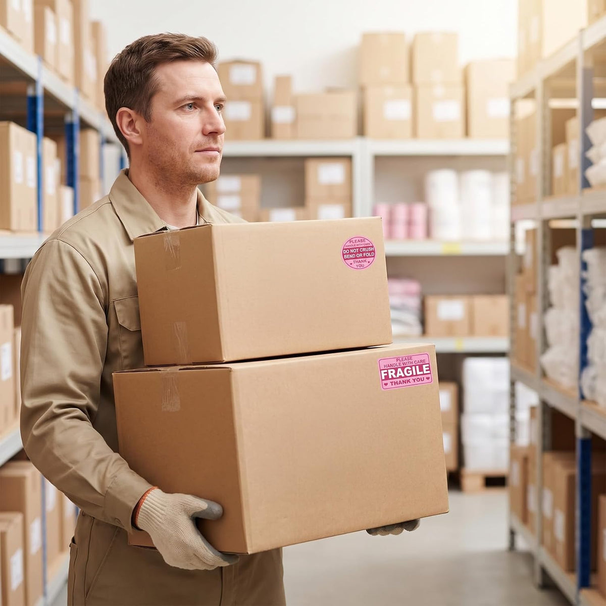 300PCS Fragile Stickers for Shipping, Handle with Care Labels for Box