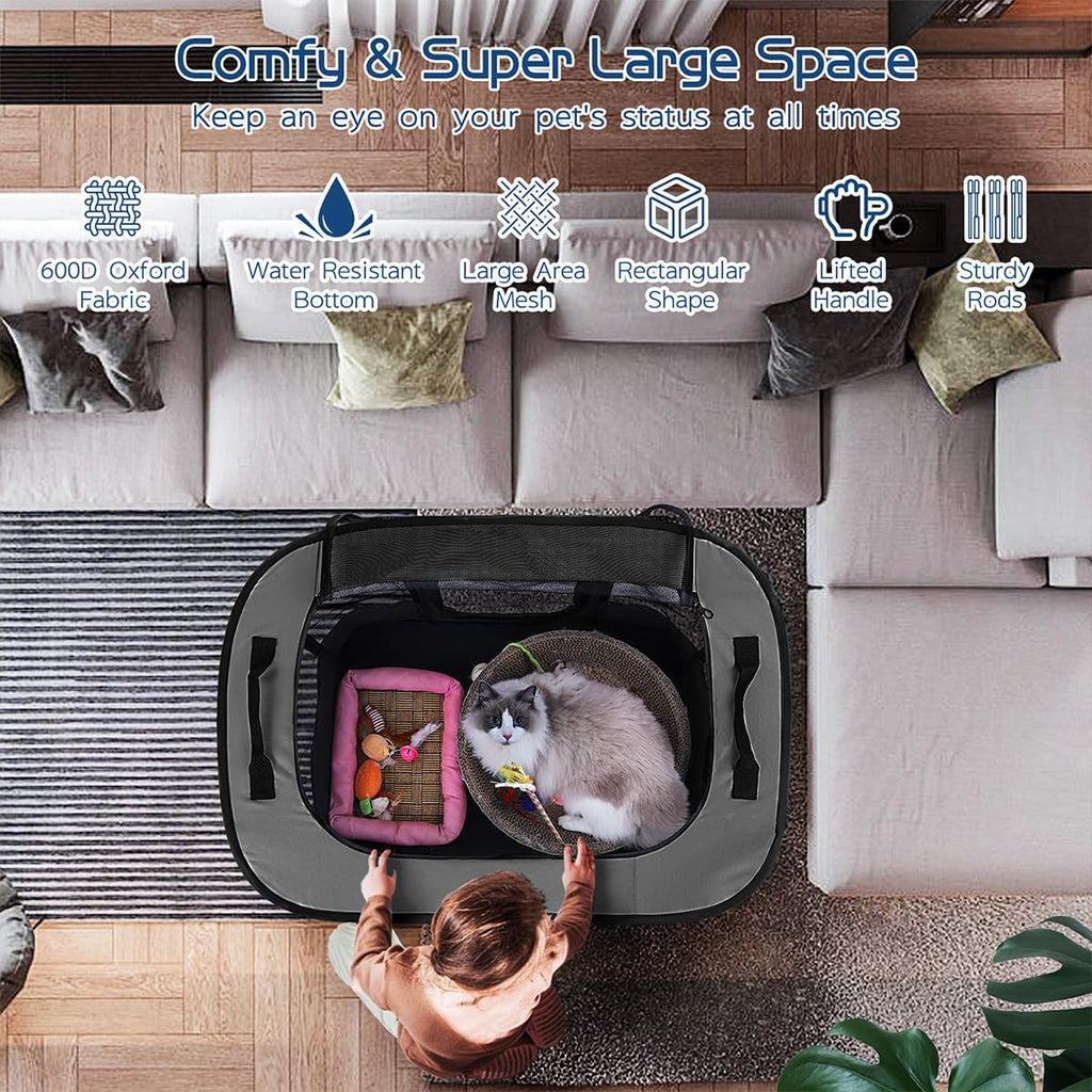 Dog Playpen,Pet Playpen,Foldable Puppy Cat Playpen,Portable Exercise Kennel Tent Crate,Water-Resistant Breathable
