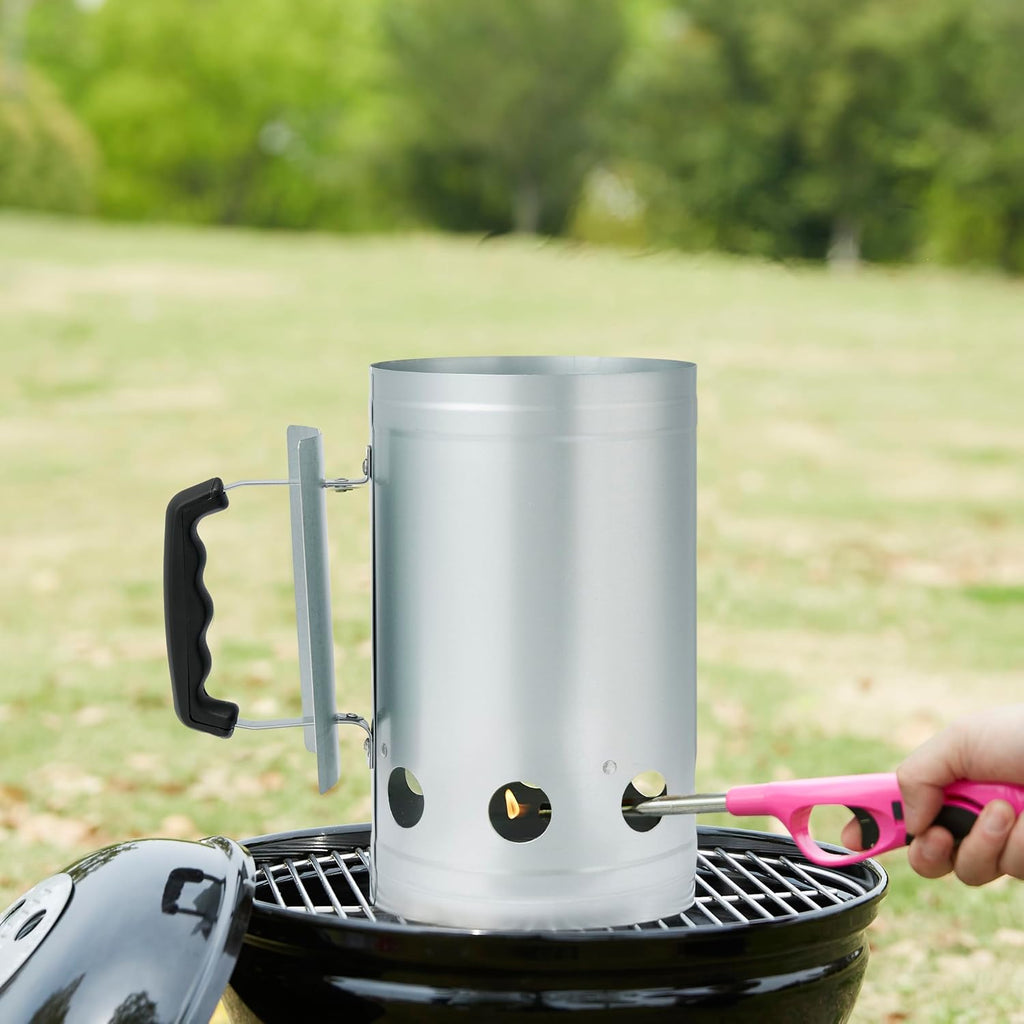 Charcoal Chimney Starter for Grills and Barbecues, Galvanized Steel, 6.6 Pound Capacity, Heat-Concentrating Design