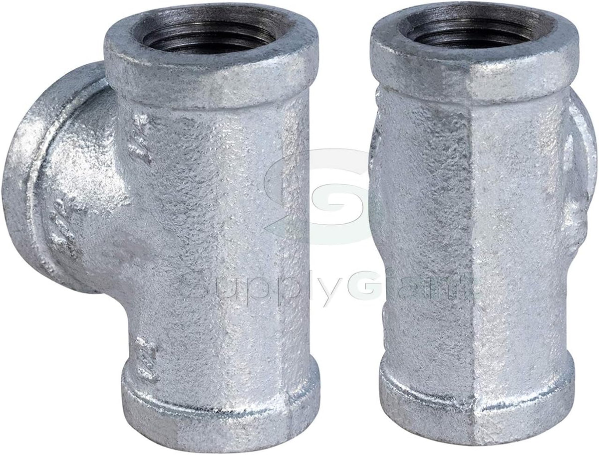 Supply Giant HNCU0560 Bull Head Galvanized Malleable Tee Fitting with Female Thread Connections