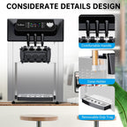 Commercial Soft Serve Ice Cream Machine, 2200W 3 Flavor Soft Serve Maker with LCD Touch Screen, 5.3-7.4 Gal/Hr High