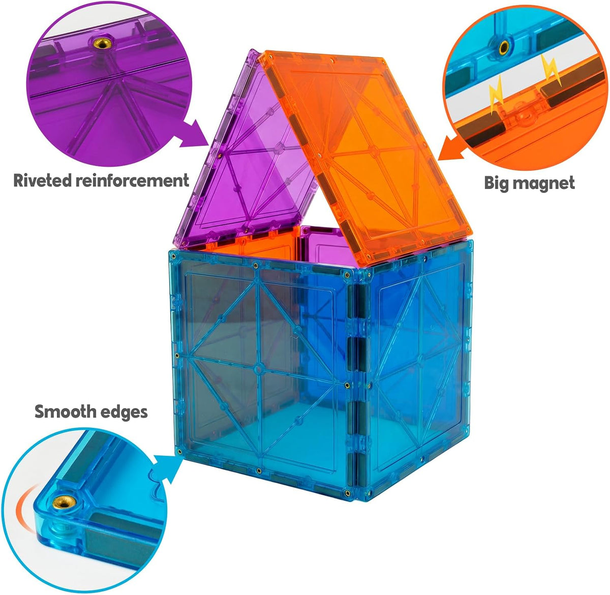 Large Magnetic Tiles 12PCS Square Magnetic Tiles Expansion Pack