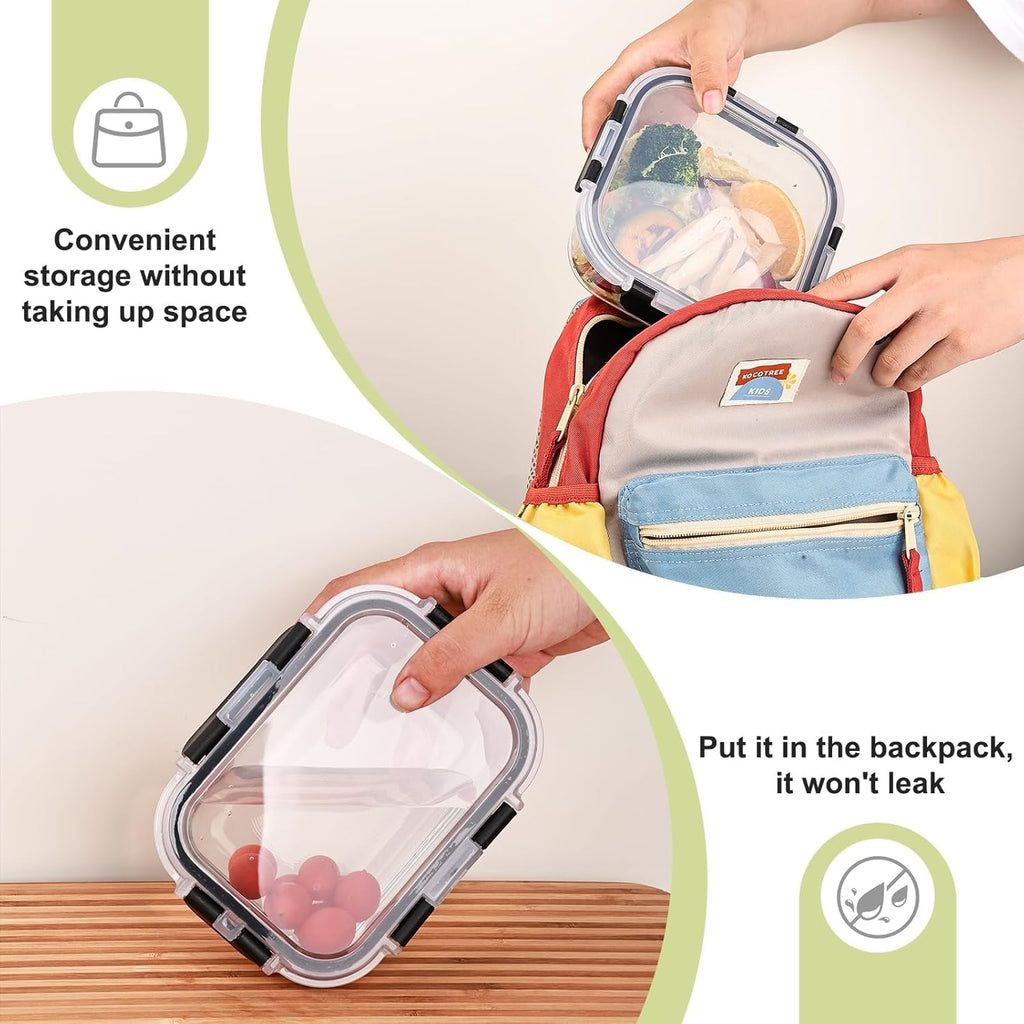 8 Pack Glass Food Storage Containers with Lids, Meal Prep Containers, Airtight Bento Boxes with Leak Proof Locking