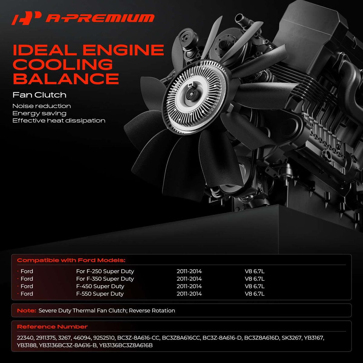 A-Premium Electronic Radiator Cooling Fan Clutch Compatible with Ford