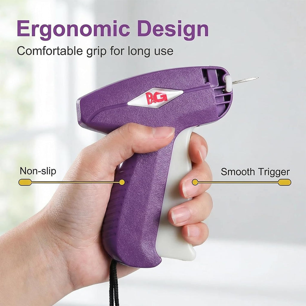 Standard Tagging Gun Price Tag Attacher Gun for Clothing with 5 Needles and 2000 2inch Barbs Fasteners, Purple