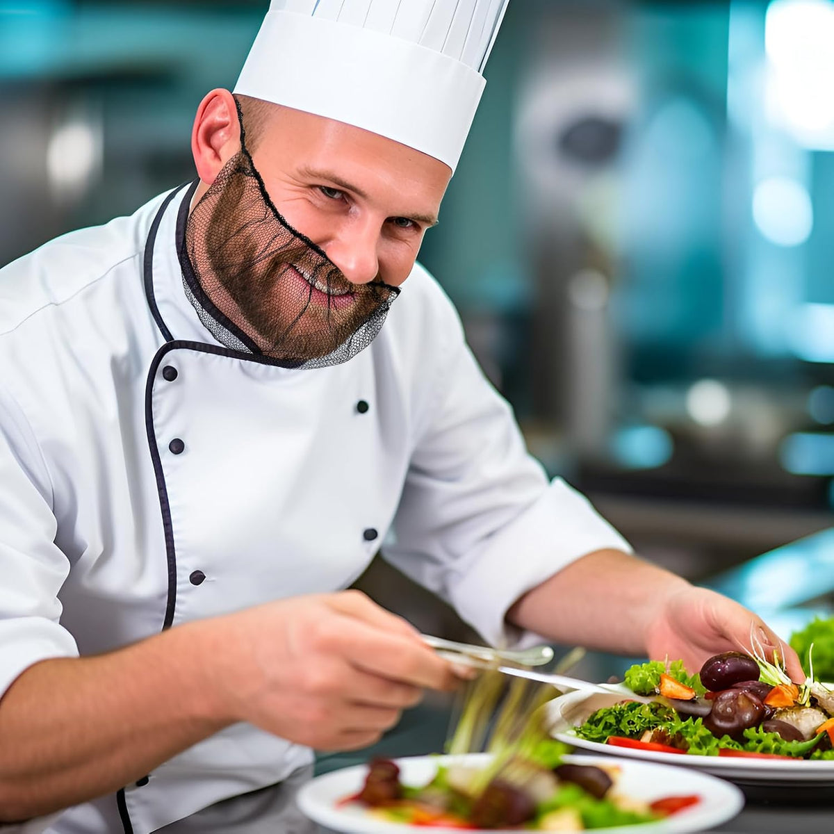 Disposable Beard Nets for Food Service, Breathable Nylon, 18" Protective Beard Covers for Restaurant Staff