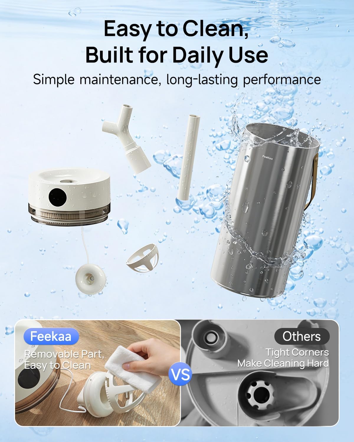 Stainless Steel Humidifier, 8L/2.1Gal Cool Mist Humidifiers for Bedroom, Easy to Clean Humidifier Large Room with