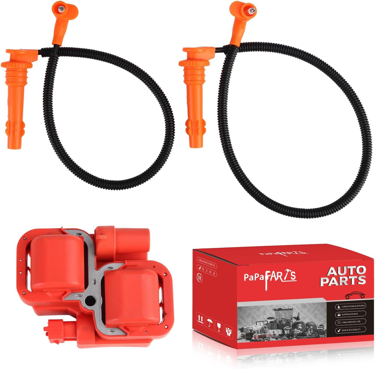 Ignition Coil and Spark Plug Wire with Caps Compatible with Polaris RZR S 4