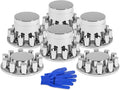 Axle Cover Chrome ABS Flat Top Combo Kit with 33mm Thread-on Lug Nut Covers 2 Front and 4 Rear Axle Wheel Covers and