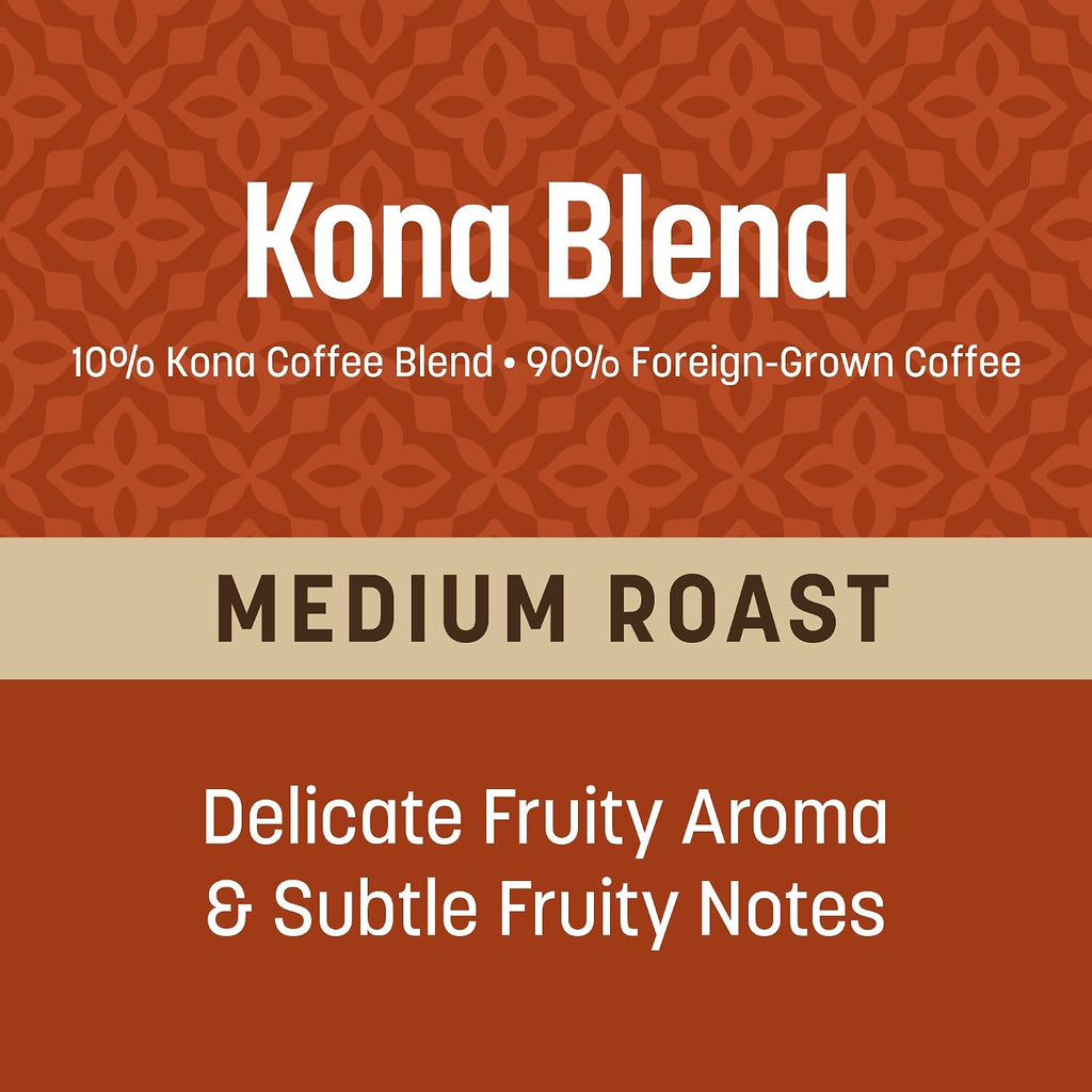 Kona Blend Ground Coffee, Medium Roast, 18 OZ Bag | Ideal for French Press & Drip Coffee Maker, 100% Arabica Coffee