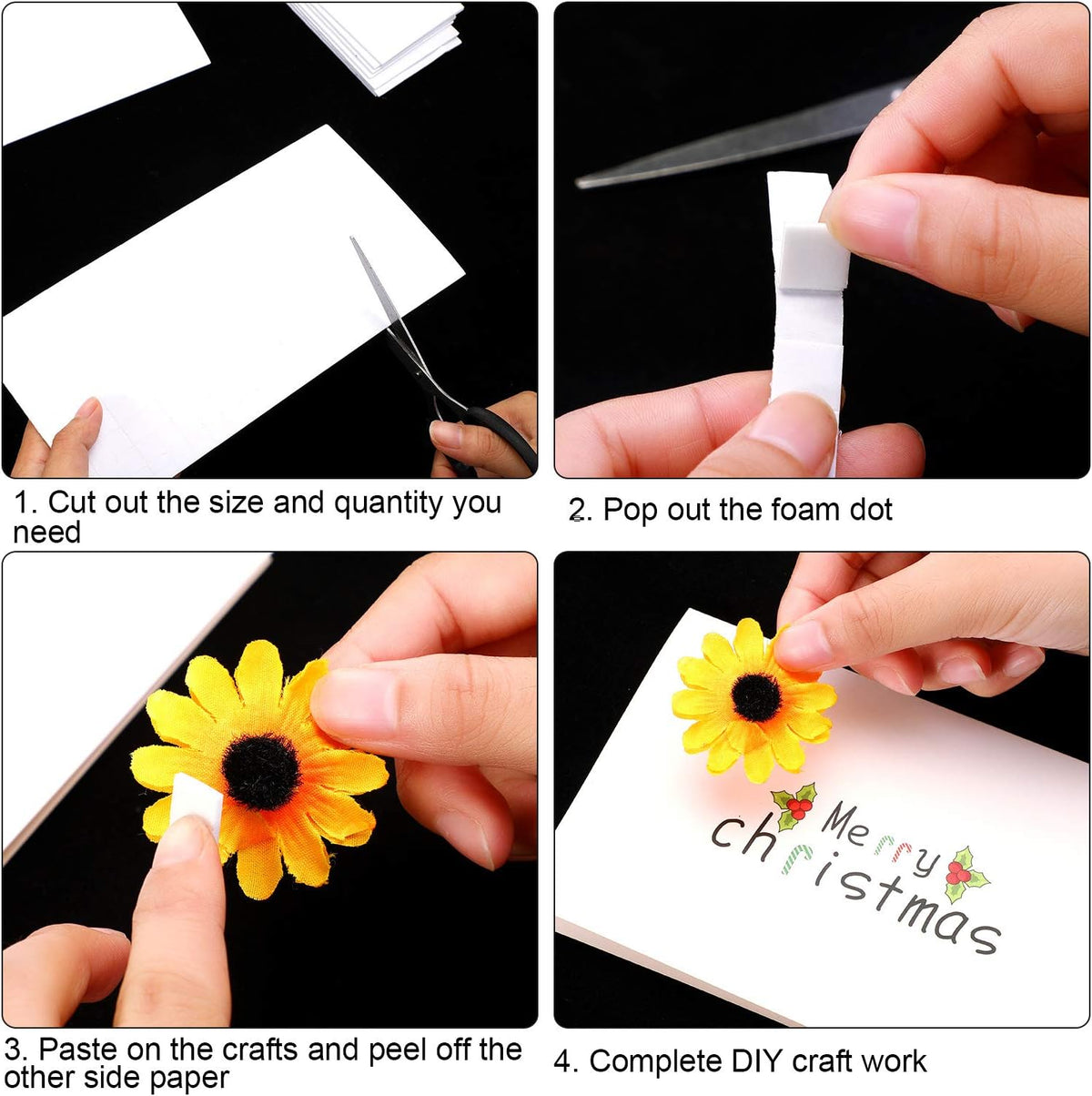 500 Pcs Foam Strips with Adhesive, Dual Sided Foam Tapes, 2 Size