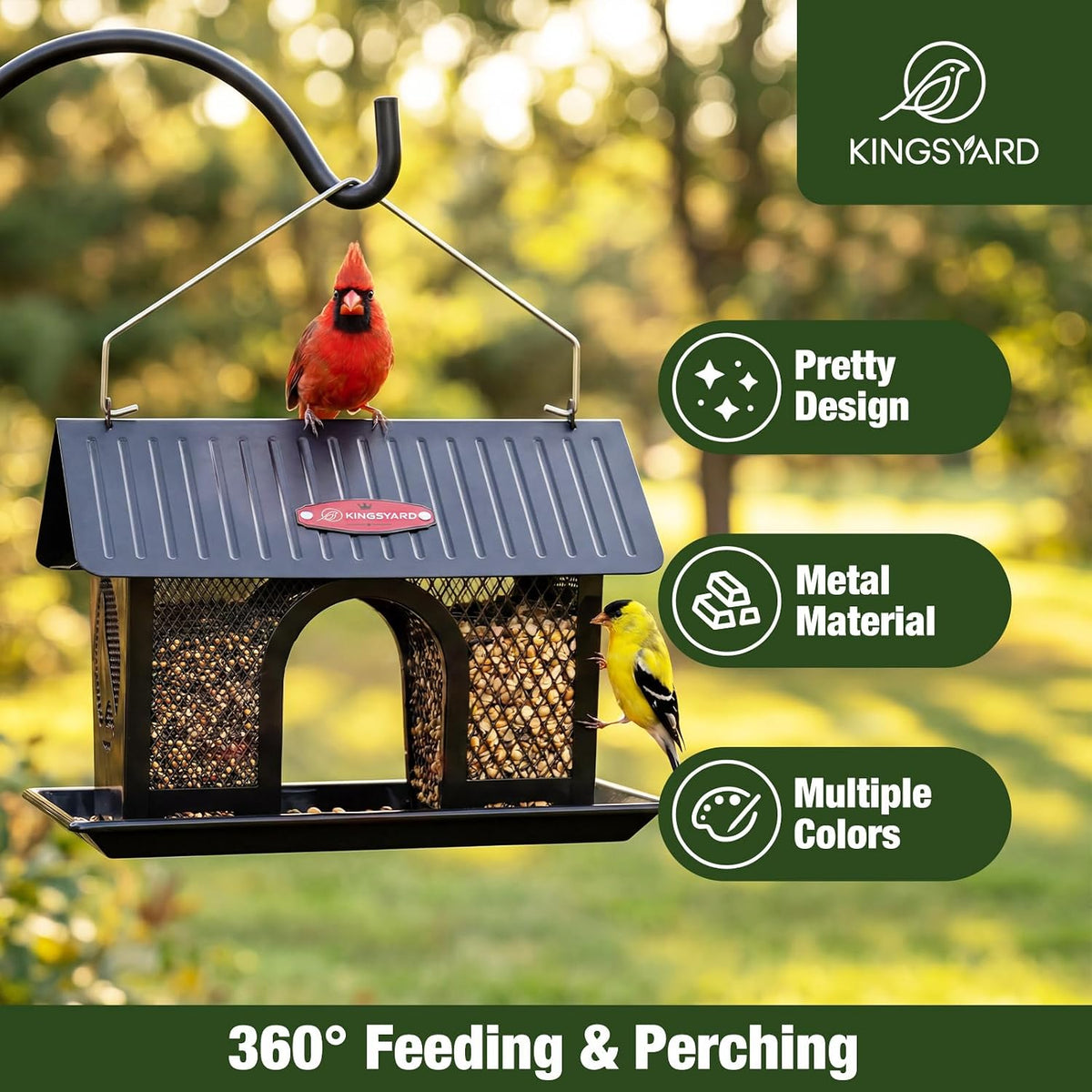 Wild Bird Feeder for Outdoors Hanging, All Metal