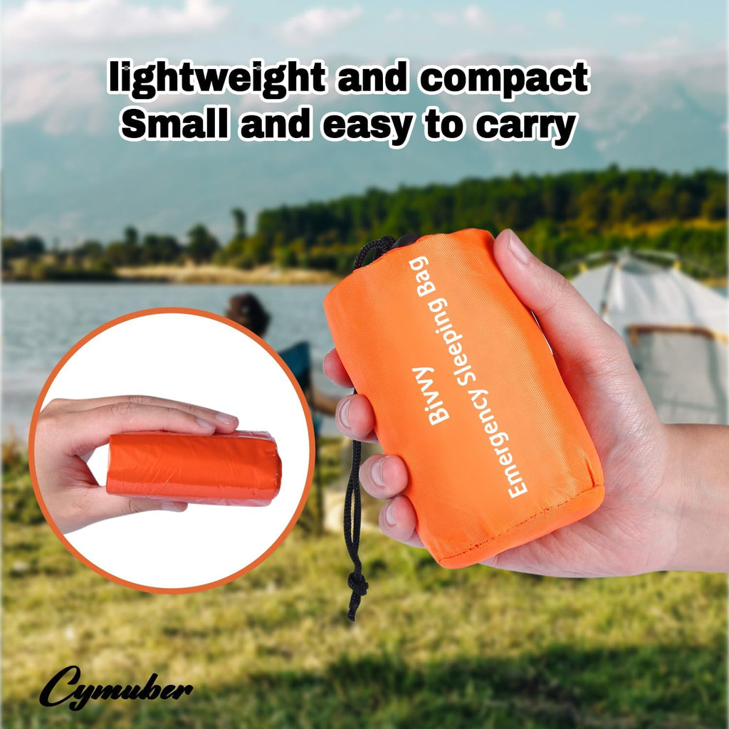Emergency Sleeping Bag Survival Bag, Cymuber Portable Waterproof Thermal Bivy Sacks Tac Bivvy Bags,Camping Mylar