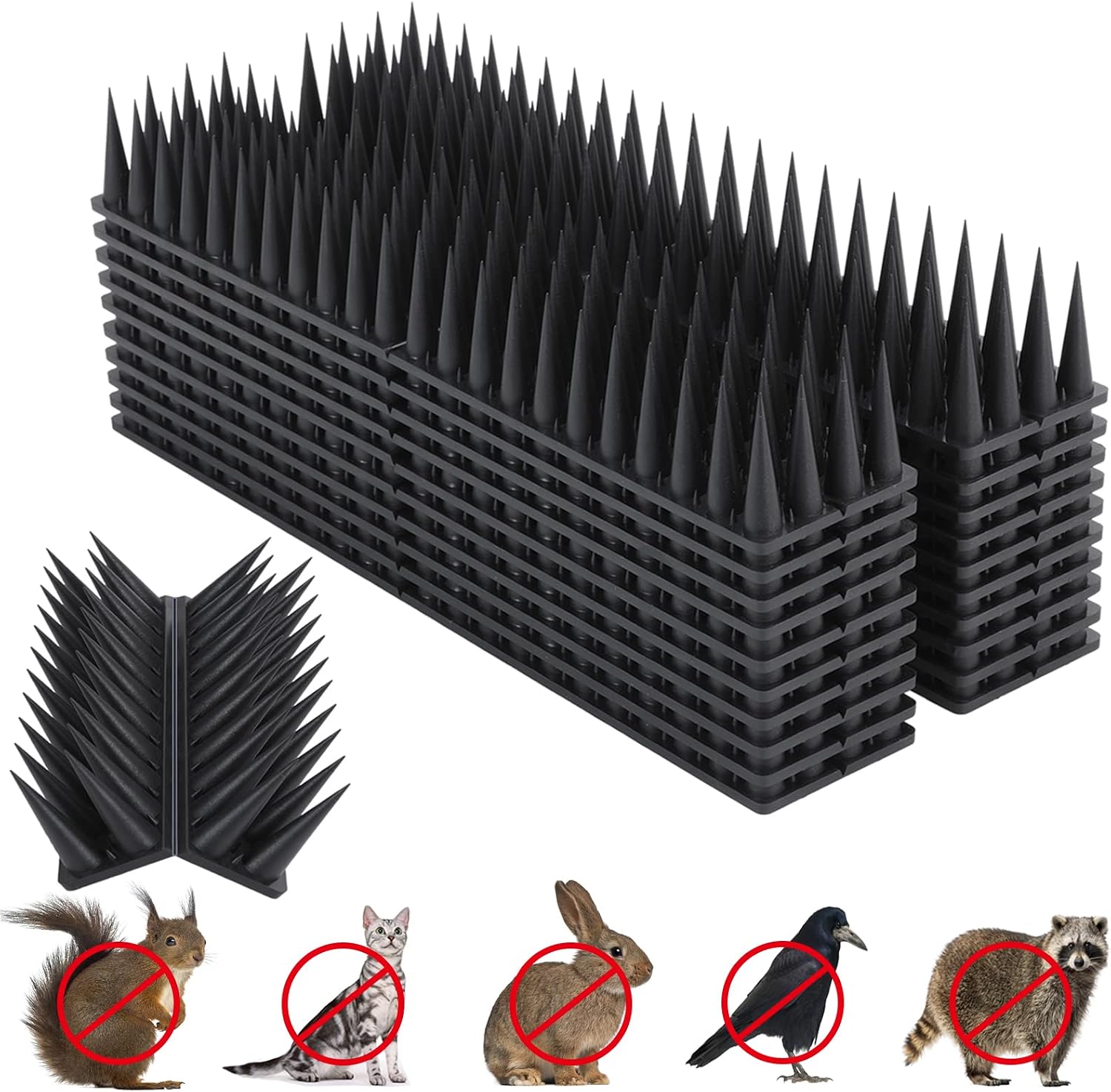Bird Spikes, 20 Packs Bird Deterrent, Raccoon for Outdoor Repelling Reptiles, Squirrel Spikes for Fences and Roofs to