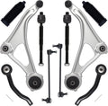 AUQDD 10Pc Front End Kit Fit For 2013-2018 Ni-ssan Altima, 2016-2023 Maxima, 2 Lower Control Arm w/Ball Joint 2 Sway Bar Link 4 Outer & Inner Tie Rod End 2 Boots (# K622838 K750282 EV801066 ES801196)