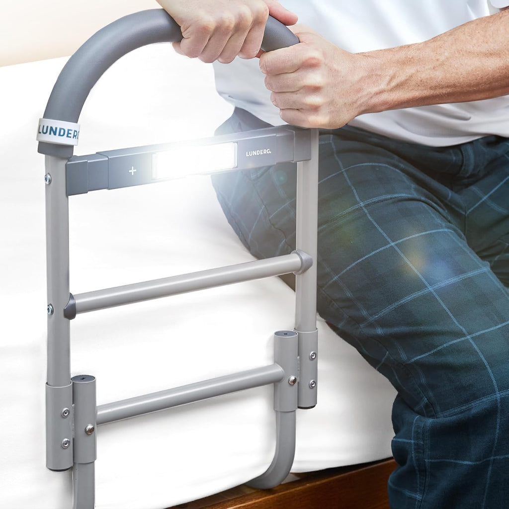 Bed Assist Rail for Seniors with Motion-Activated Light & Non-Slip Grab Bar - Easy to Install Bed Rails for Elderly