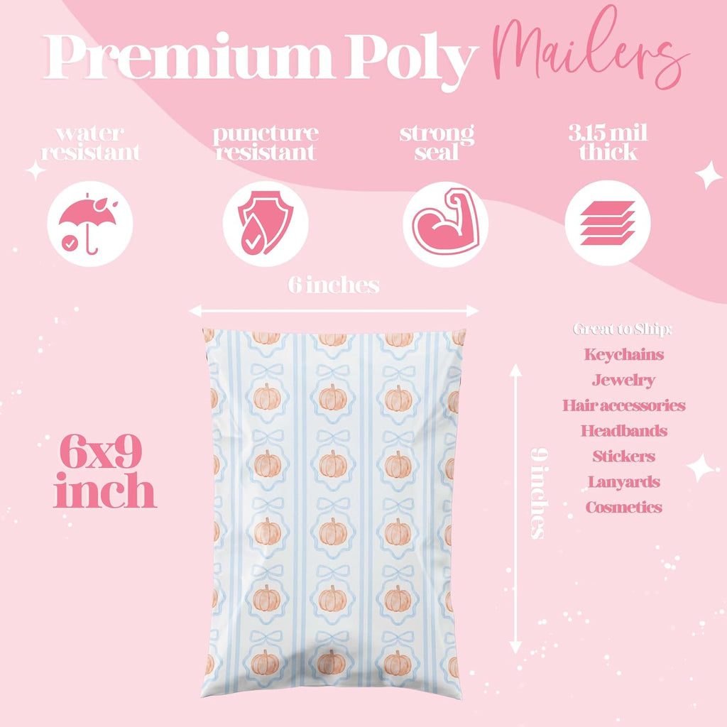 Poly Mailers 6x9, Blue Pumpkin, 100 Pack