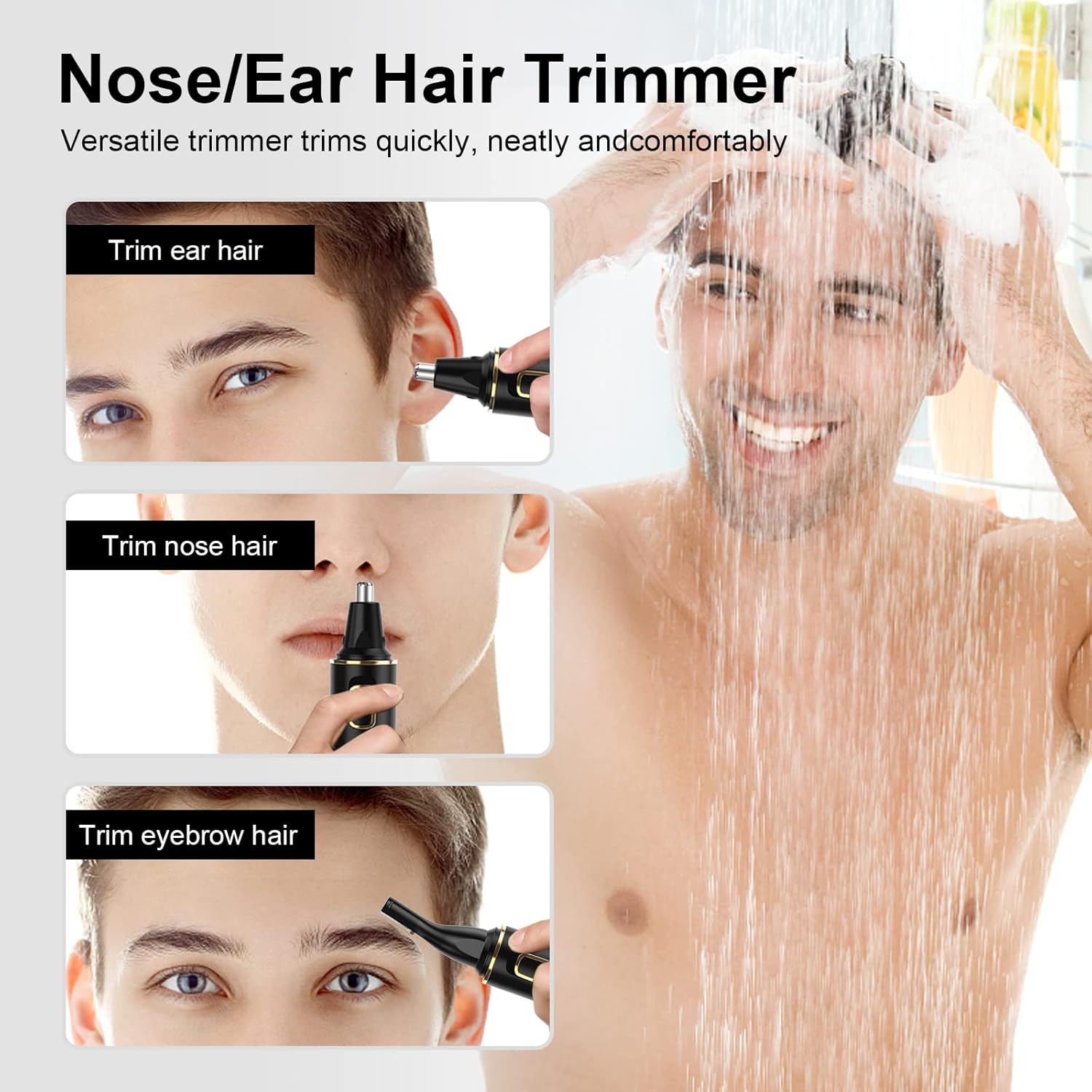 Nose Hair Trimmers for Men，Rechargeable Hair Trimmer 2 in 1 Painless Multifunctional Ear and Nose Hair Trimmer with