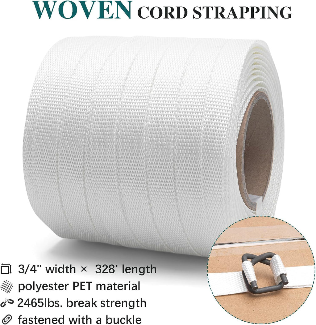 Packaging Strapping, Polyester Strapping, Woven Cord Strapping Roll 328' X 3/4" X 0.033" Pallet Strap Coil - Heavy