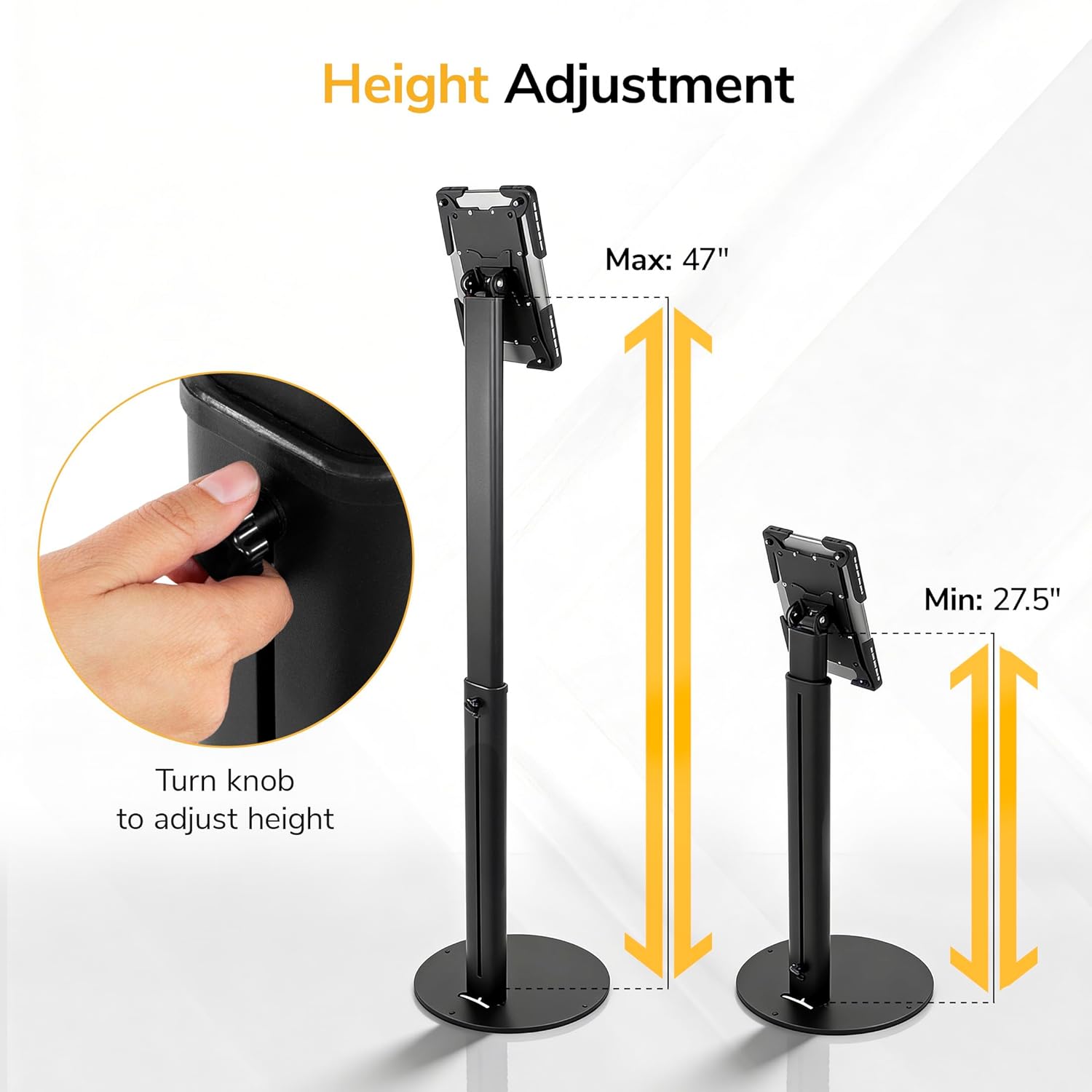 Anti-Theft Universal Tablet Floor Stand Kiosk, Locking Enclosure for iPad, Galaxy Tab & Surface Pro 9.7"–13.1"