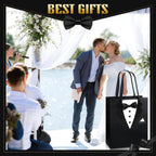 8 Pcs Groomsmen Gift Bags with 3D Tuxedo Design 8 x 4.5 x 10 Inch with Handle Groomsmen Paper Gift Bags for Wedding