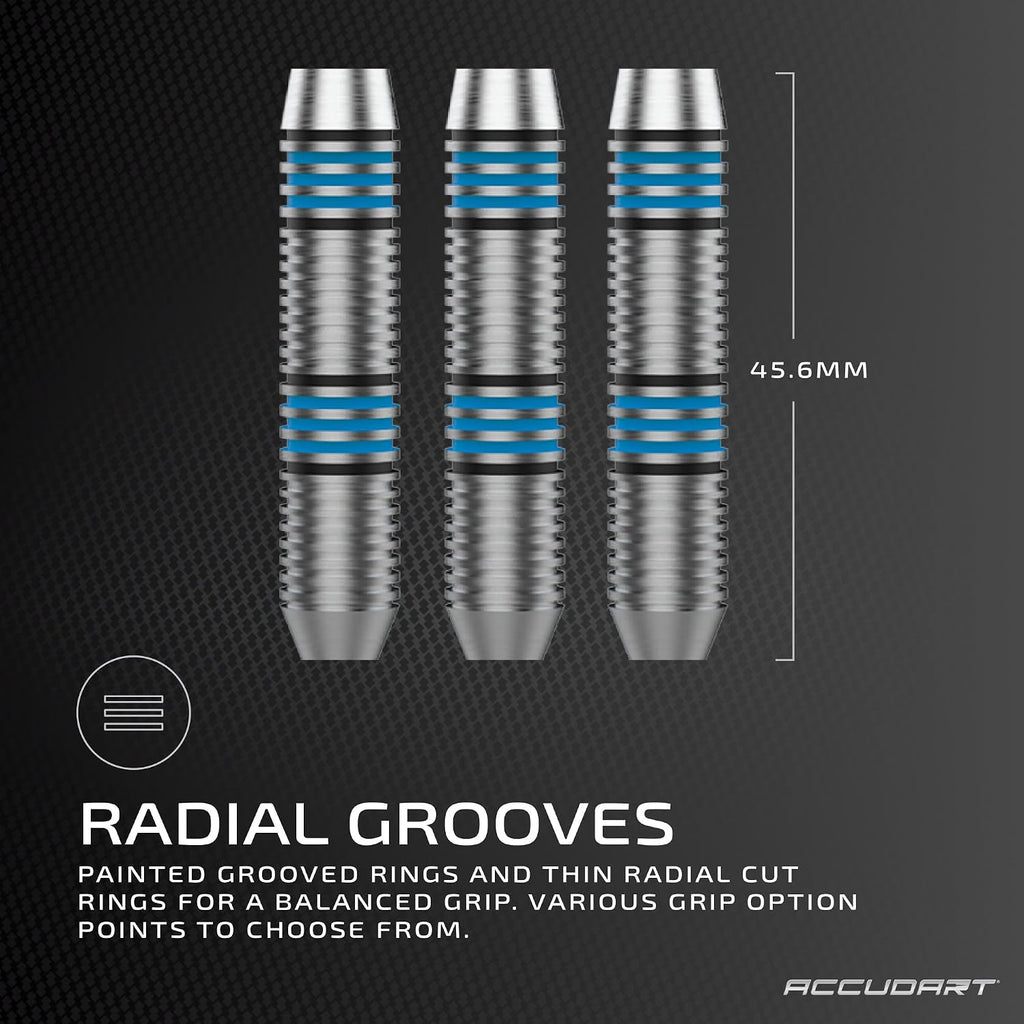 Steel Tip Dart Set 2.0 – 16g Stainless Steel Barrels with Radial Grooves, Polycarbonate Shafts, Standard Flights