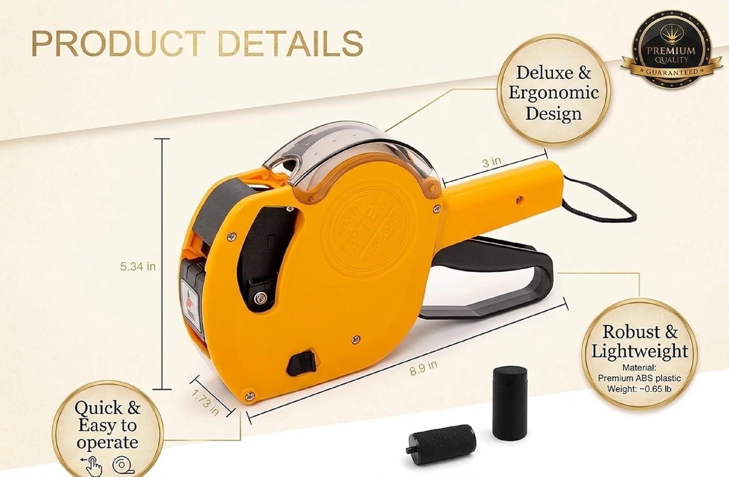 MX-5500NEW Price Tag Gun, 1 Line 8 Digits – Pre-Loaded 1,000 White Labels & Ink, Extra Ink Refill – Easy Label Maker