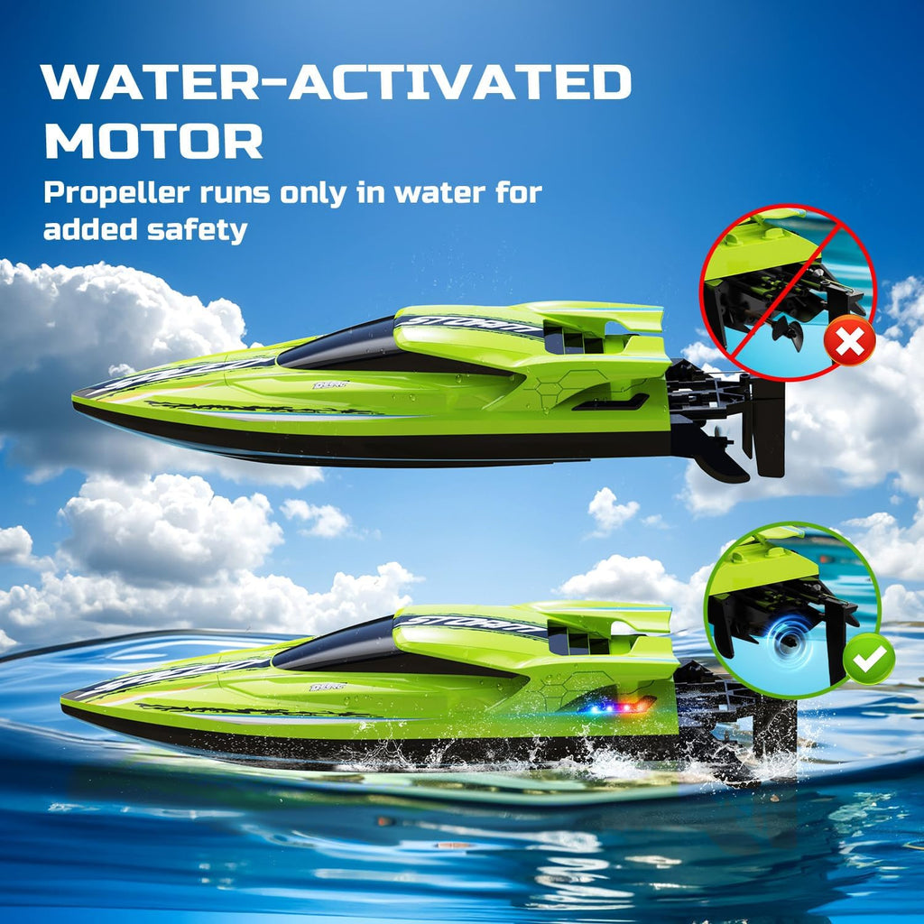Fast Brushless RC Boat for Adults 40+KPH, 19" High Speed Racing Boat, 3S 2500mAh Li-po Battery, Self-Righting, 2.4GHz