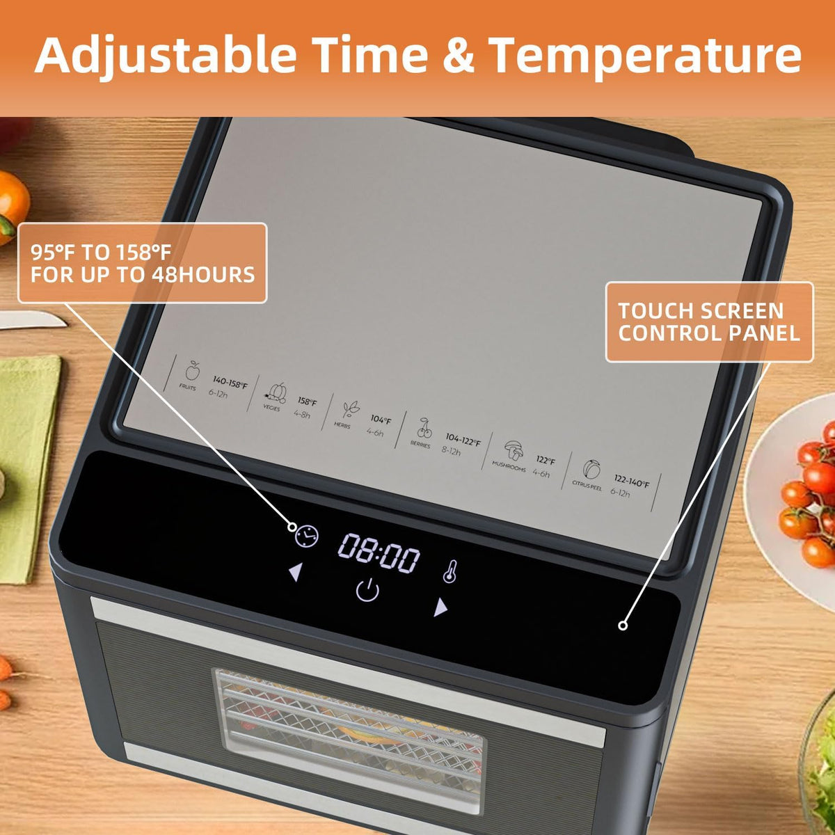 Food Dehydrator Machine for Jerky Beef: TINANA Stainless Steel Food Dryer for Meat - Digital Food Dehydrater for
