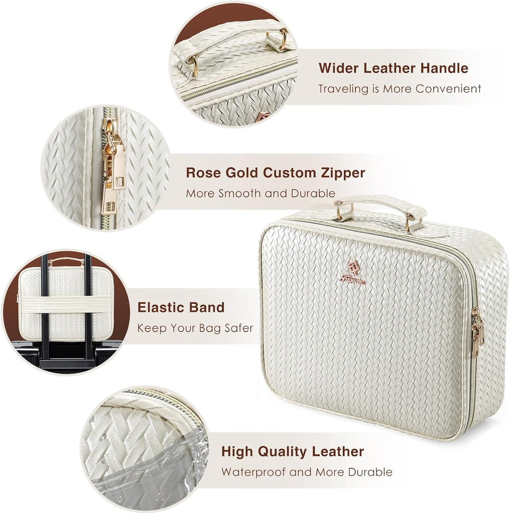Makeup Bag with LED Lighted Mirror 12.2 IN Travel Makeup Bag Adjustable Brightness in 3 Colors Cosmetic Organizer