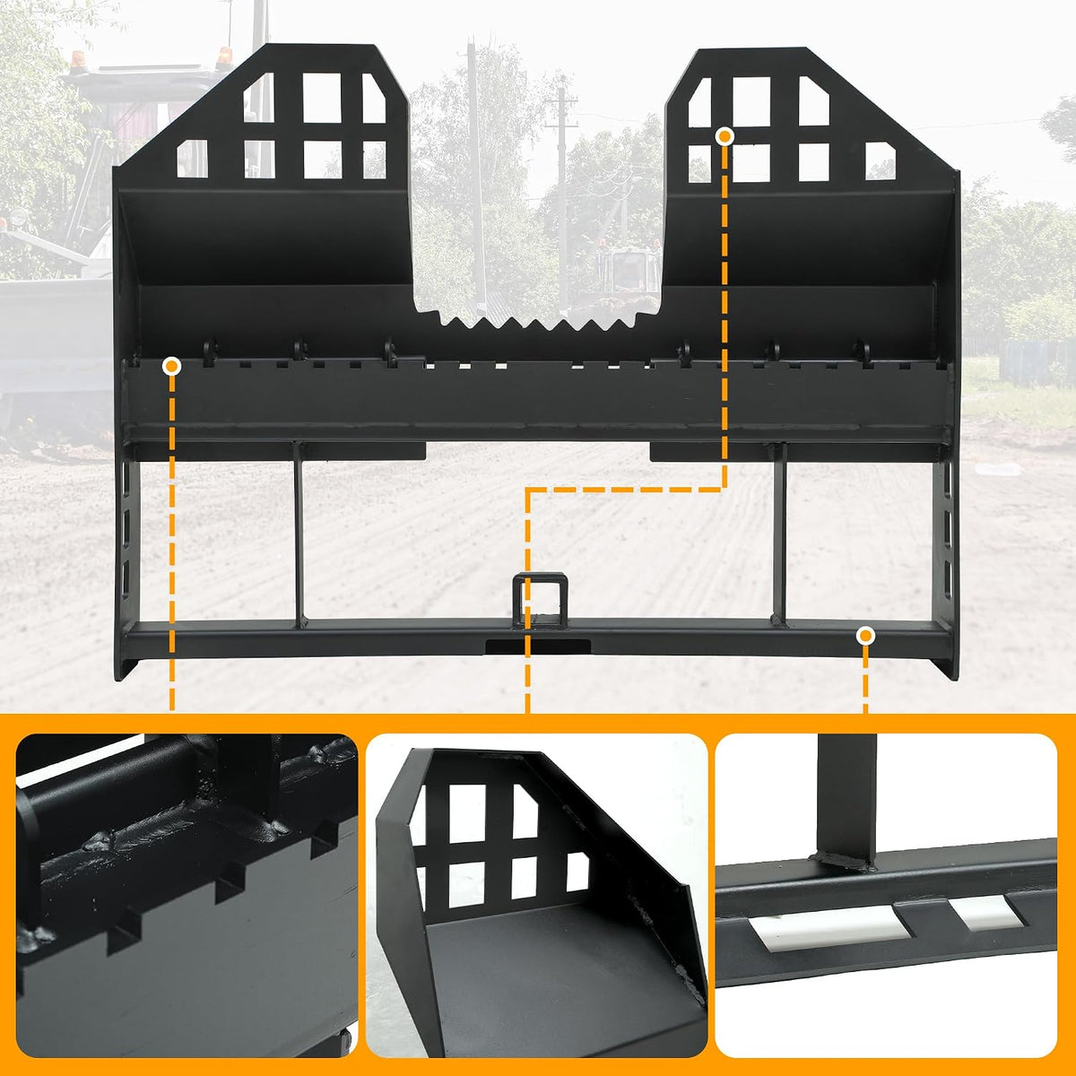 45" Skid Steer Pallet Fork Frame Pallet Forks 4000lbs 48" Fork Blades fit for Kubota Bobcat Skid Steer Quick Tach