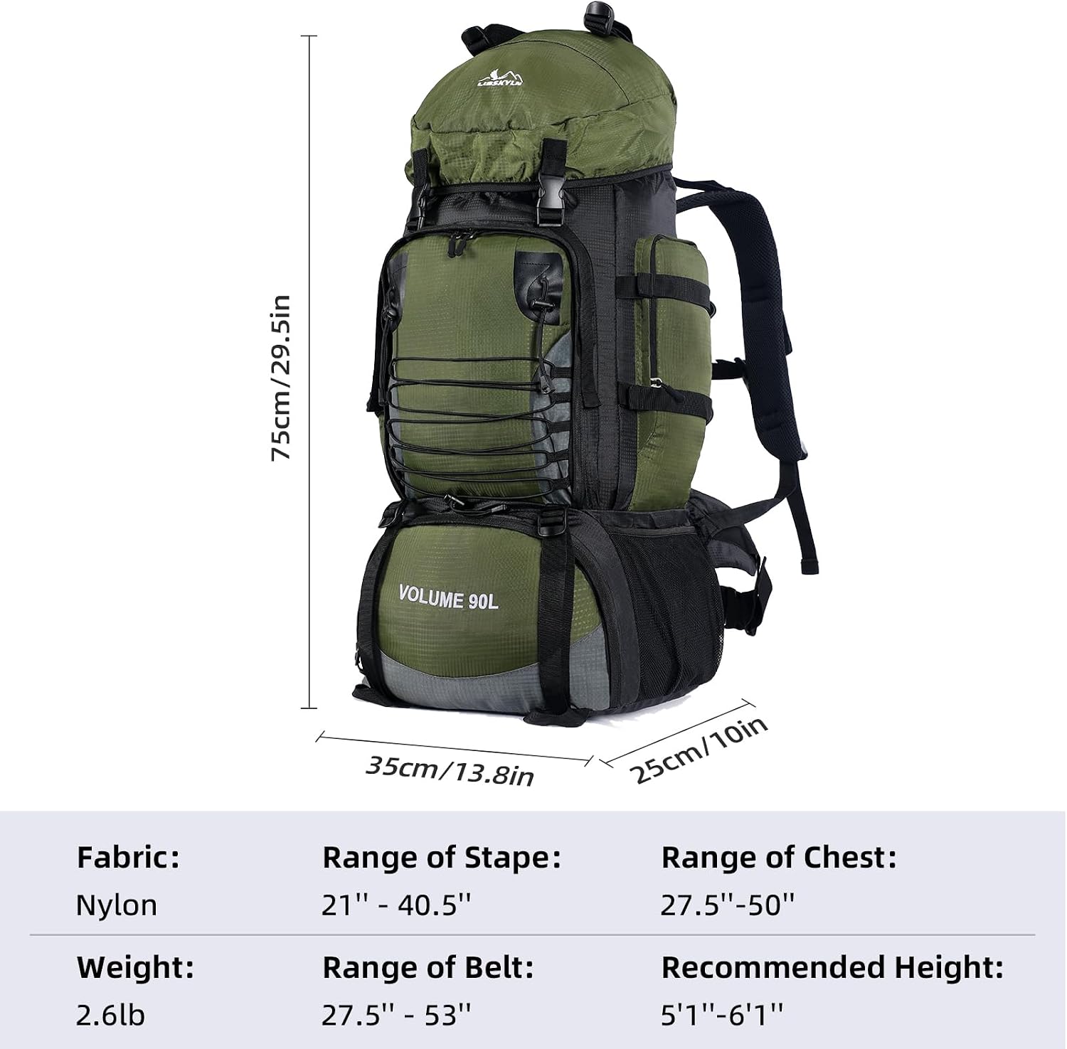 90L Hiking Backpack, Camping Travel Backpack with Rain Cover Lightweight Travel Daypack for Climbing Camping Touring