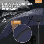 9 FT Outdoor Umbrella Patio Table Umbrella Fiberglass Frame Navy