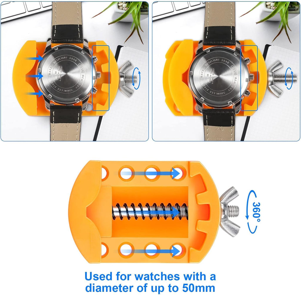 Watch Battery Replacement Tool Kit, Watch Wrench Back Remover for Rotate Open Watch Cover, Watch Case Opener Set with