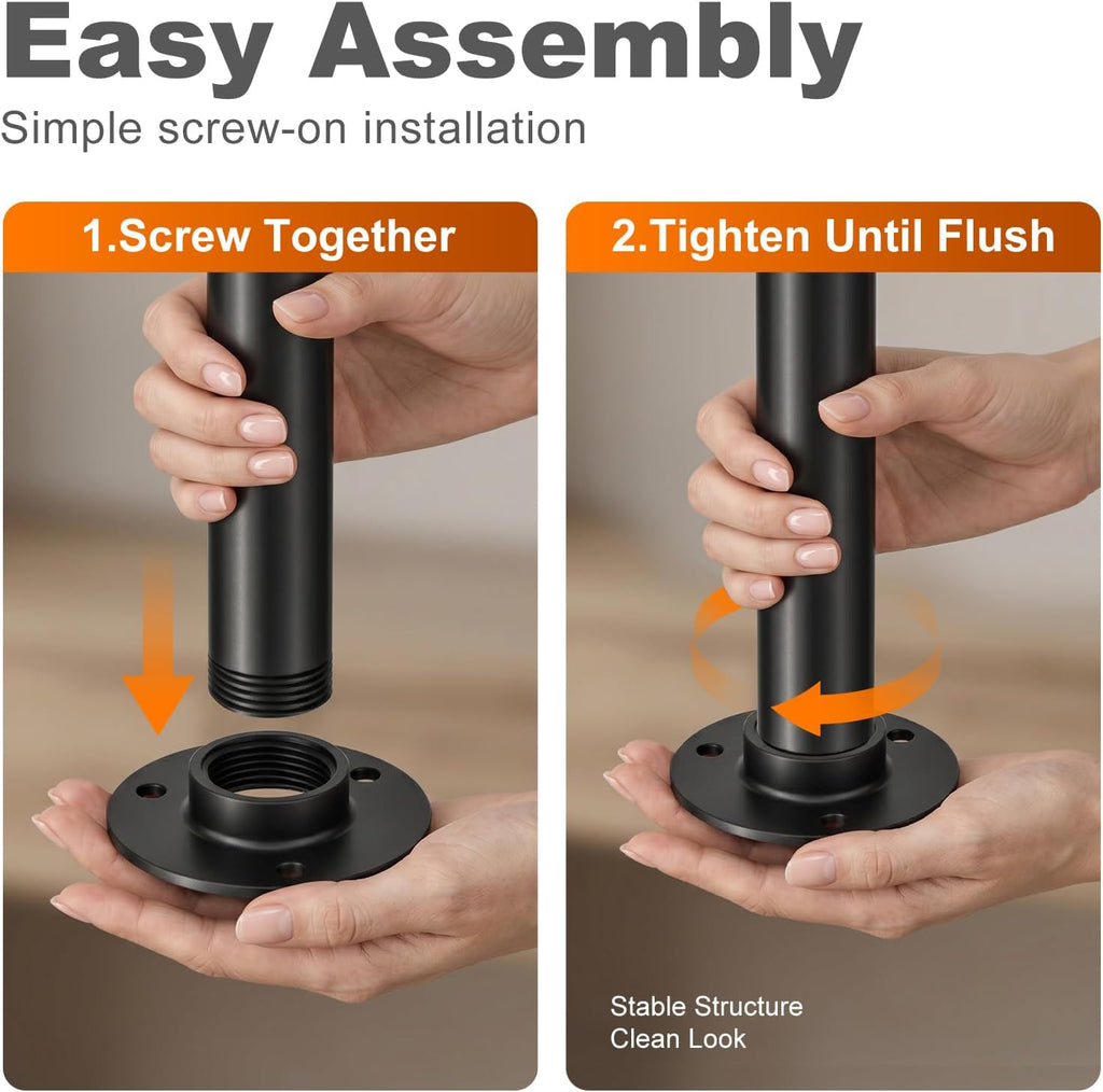 Flanges for Threaded Pipes and Fittings,Black,3/4",4-Pack.