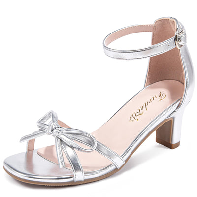Girls High Heels Silver Dress Shoes Big Kids Sandals Flower Size 2