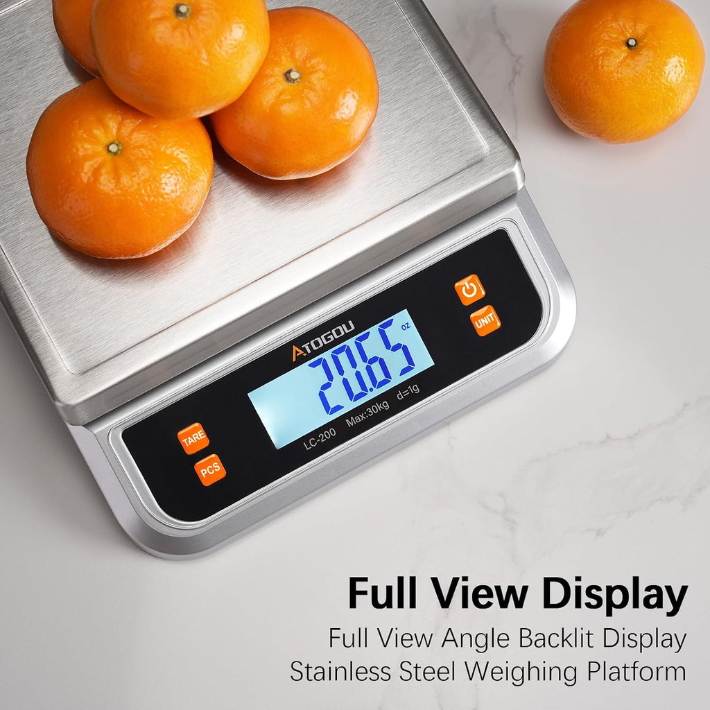 66lb Food Scale, Commercial Kitchen Scale Plug-in Usable