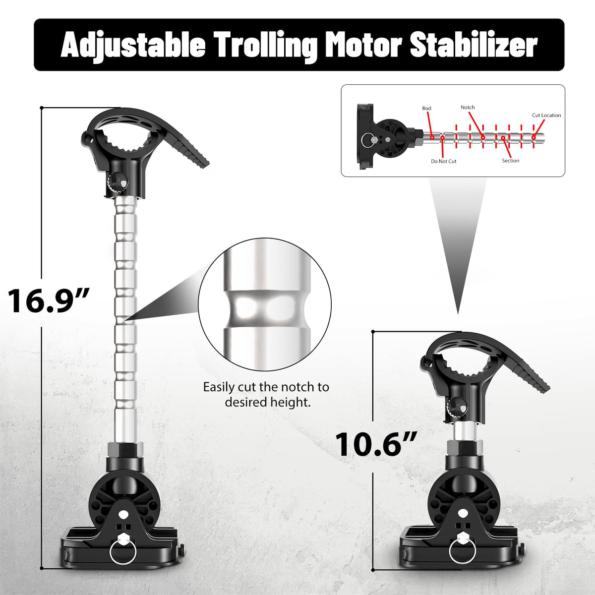 MKA-60 1862060 Trolling Motor Stabilizer Mount, Black, 1 pack