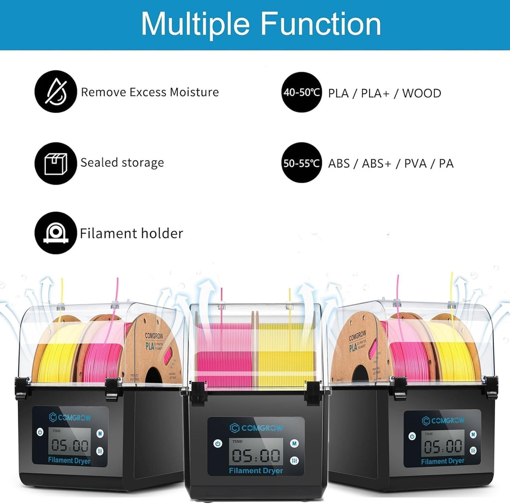 3D Printer Filament Dryer Box, Comgrow 3D Filament Storages, Keeping Filaments Dry During 3D Printing, Compatible