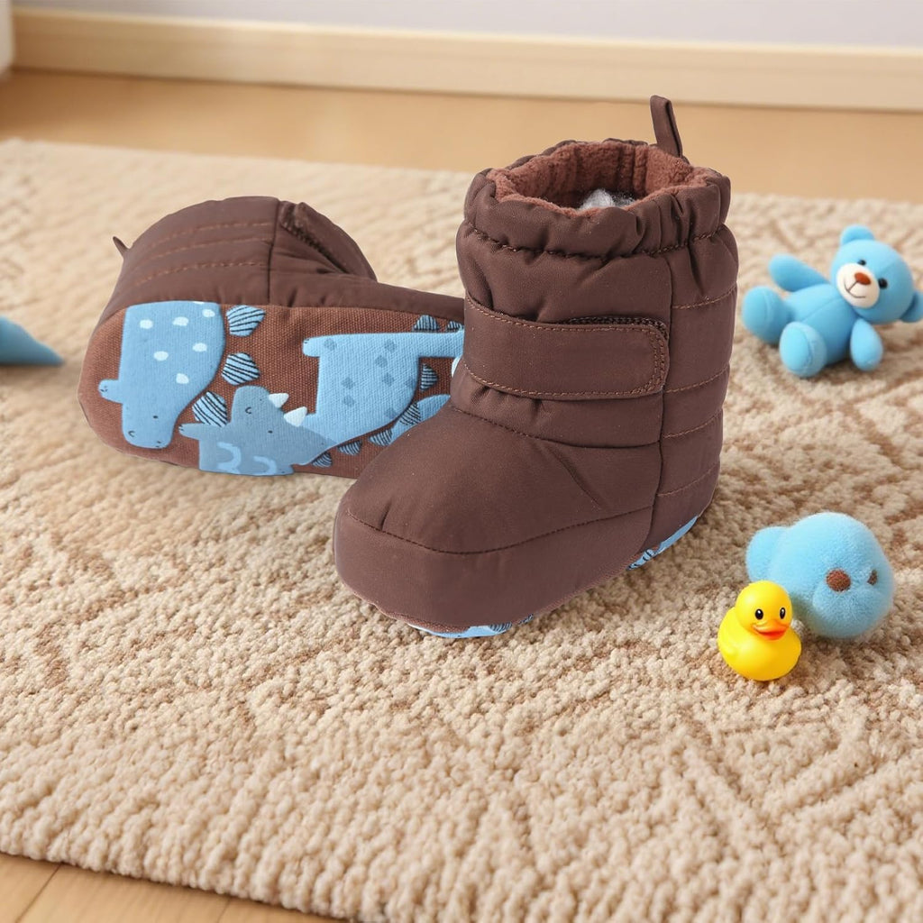 Baby Boys Girls Boots Infant Moccasins High Top Booties Toddler Non-Slip Soft Sole First Walker Crib Shoes