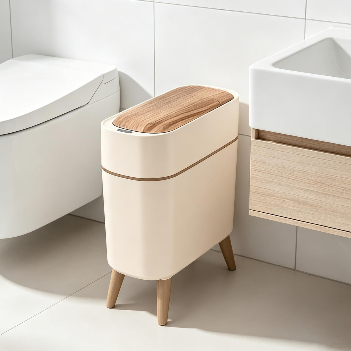 Bathroom Trash Can with Lid,2.6 Gallon /10L Motion Sensor Trash Can